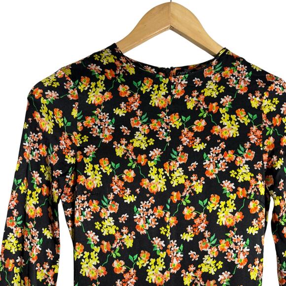 Caroline Constas Allonia Black Multicolor Floral Long Sleeve Trumpet Gown 0 - Picture 8 of 14